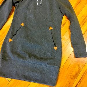 Celmia grey gray hoodie sweatshirt dress zipper  cozy soft sports small